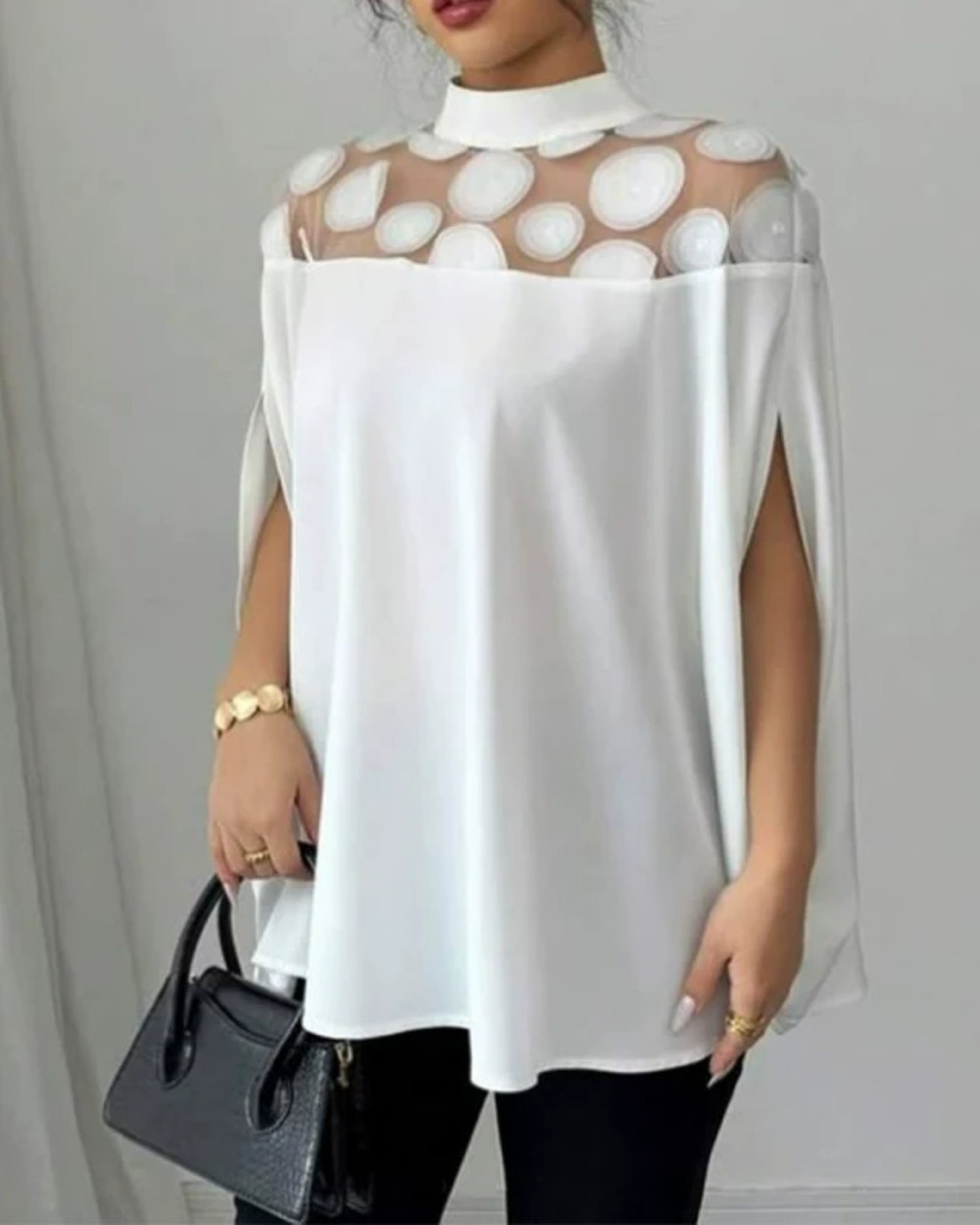 ZARA Summer Solid Mesh Off Shoulder Batwing Sleeve Elegant Top